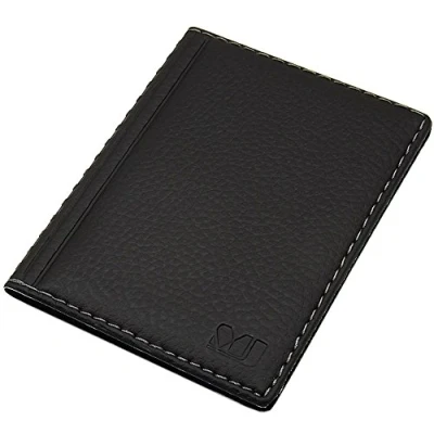 Abbildung von Elegantes Ausweisetui/Ausweishülle/Kreditkartenetui mit Kontrastnaht 12 Fächer MJ Design Germany Made in EU Designs (Design 2 / Schwarz)