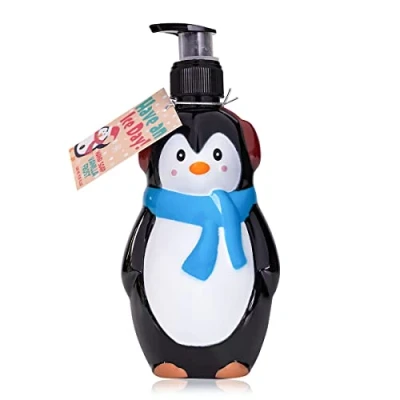 Abbildung von Accentra Handseife HAVE AN ICE DAY, 310ml im Pumpspender in Pinguin Form, Flüssigseife Seifenspender, Vanilla Frost Duft nachfüllbar, 8156666, Schwarz weiß