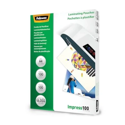 Abbildung von Fellowes A4 Glossy 100 Micron Laminating Pouch Pack, 5351111