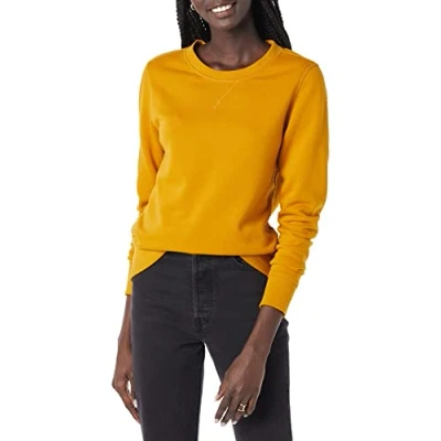 Abbildung von Amazon Essentials Damen Fleece Sweatshirt mit Rundhalsausschnitt (in Übergröße erhältlich), Senfgelb, L