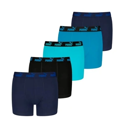 Abbildung von PUMA Boy&#039;s Basic Boxer, Blue Combo, 134/140 (5er Pack)