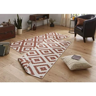 Abbildung von NORTHRUGS Teppich »Malta Wendeteppich«, rechteckig, 5 mm Höhe, In &amp; Outdoor, Wetterfest, Balkon, Terrasse, Raute, Läufer, Wohnzimmer