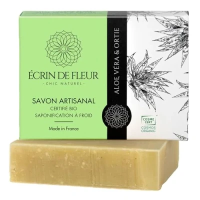 Abbildung von ÉCRIN DE FLEUR Aloe vera seife stück BIO zertifiziert, naturkosmetik duschgel, duschseife, gesichts und körperseife, 90 g