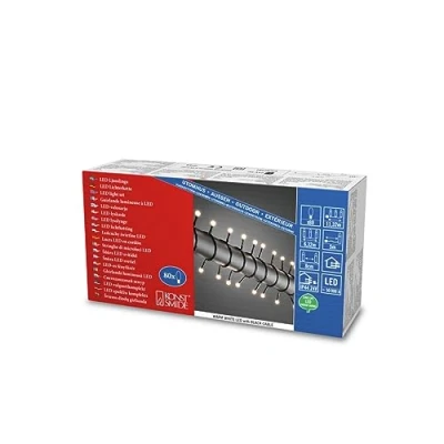 Abbildung von Konstsmide 3741 500 LED Globelichterkette mit runden Dioden / für Außen (IP44) Batteriebetrieben: 4xAA 1.5V (exkl.) Lichtsensor, 6h und 9h Timer Schalter 80 bunten schwarzes Kabel