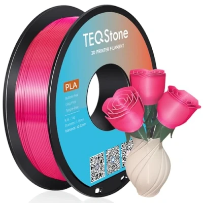 Abbildung von TEQStone Silk PLA Filament 1.75mm Rosa (Magenta) 1KG, Hochglänzende Oberfläche, Sauber Gewickelt, Maßhaltigkeit +/ 0.02mm Vakuumverpackung