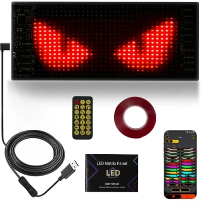 Abbildung von Looklight Augen Auto Led,Augen für Led Schild Anzeige Programmierbar,Neon Personalisiert,Innenbeleuchtung Bluetooth USB LKW,Text,Graffiti,Smart App（17.3cm*7cm）