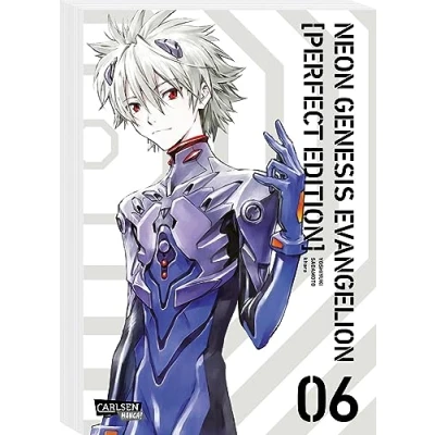 Abbildung von Neon Genesis Evangelion Perfect Edition 6: Neue in 7 Sammelbänden des Mecha Klassikers um jugendliche EVA Piloten, die zur Rettung der Menschheit Kampfroboter steuern.