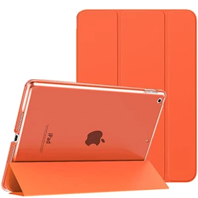 Abbildung von MoKo Schützhülle Kompatibel mit Neu iPad 9. / 8. 7. Generation (2021/2020/2019), Tablethülle Ständer Matt Rückseite Auto Schlaf/Aufwach Funktion für 10,2 Zoll, Orange