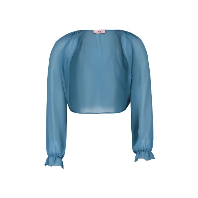 Abbildung von Vera Mont Boleromit GEKRÄUSELTEM Ausschnitt Leichte Jacke, Damen, Größe: 34, Shiny bluestone