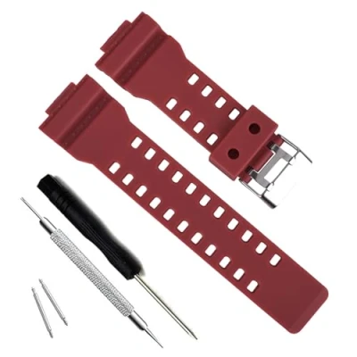 Abbildung von ColorBerry Ersatz Uhrenarmband aus Naturharz für Herrenuhr kompatibel mit Modellen G Shock GD120/GA 100/GA 110/GA 100C (Red)
