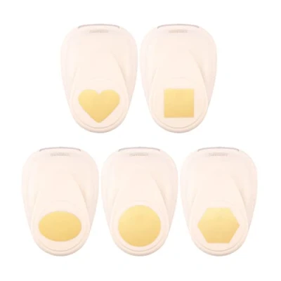 Abbildung von Vaessen Creative Stanzer Set Motivstanzer Viereck, Kreis, Oval, Herz, Sechseck 5 Stück Tonpapier und Bastelmaterial bis zu 250 g/m² zum Basteln Mit Papier Scrapbooking