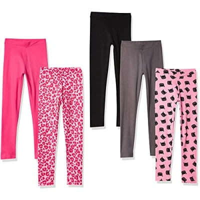 Abbildung von Amazon Essentials Mädchen Leggings, 5er Pack, Katze/Kohlegrau/Rosa/Schwarz/Tiermuster, 2 Jahre