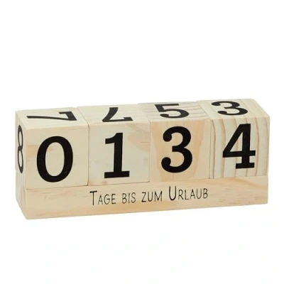 Abbildung von Countdown Holz Würfel 16 x 6 cm Tageszähler Kalender mit 8 Sprüchen Dauerkalender für Hochzeit Prüfung Geburtstag Ruhestand Urlaub Weihnachten