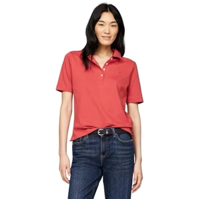 Abbildung von Tommy Hilfiger Collection FLAG Embroidery Regular Poloshirt, Damen, Größe: Small, Terra red