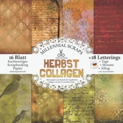 Abbildung von DECOUPAGE Herbst Collagen Motivpapier zum Basteln für Tagebücher, Collagen, Karten und Geschenk Deko : DIY Papier &amp; Zubehör Ausschneiden I Mit Letterings Kalender Basteln, Tagebuch Gestalten