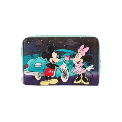 Abbildung von Loungefly Mickey &amp; Minnie Date Night Drive In Zip Around Wallet Disney Wallets, Mehrfarbig/Meereswellen (Ocean Tides), Standard, Geldbörse mit Schnappverschluss
