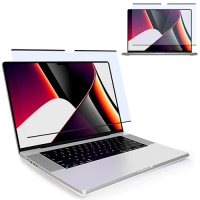 Abbildung von MyGadget Magnetische Blaulichtfolie [ Matt ] kompatibel mit Apple MacBook Pro 16 Zoll [Model No. A2485 A2780 A2991 2021 abnehmbarer Blaulichtfilter