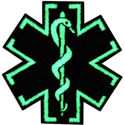 Abbildung von Taktisch Medic Sanitäter Stern des Lebens EMS Bestickter Glühen Im Dunklen Aufnäher zum Aufbügeln/Annähen
