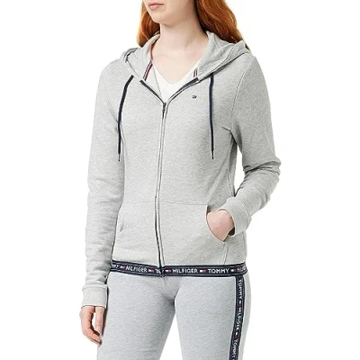 Abbildung von Tommy Hilfiger Hoody Nachtwäsche Shirt, Damen, Größe: Small, Grey