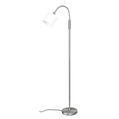 Abbildung von Reality Leuchten Stehleuchte Tommy R46331001, Metall Nickel matt, Stoffschirm weiß, exklusiv 1x E14