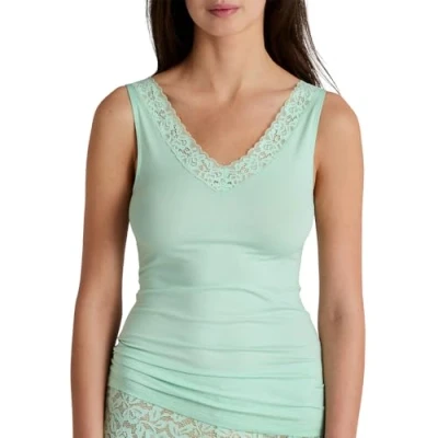 Abbildung von CALIDA Natural Comfort Lace Tank Top Damen, V Ausschnitt, aus hochwertiger Supima Baumwolle