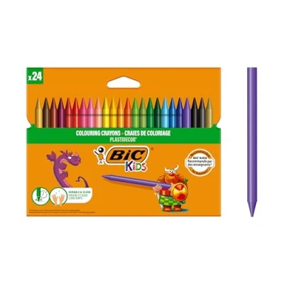 Abbildung von BIC Kids Plastidecor Wachsmalkreiden, Gold und Silber 24er Pack