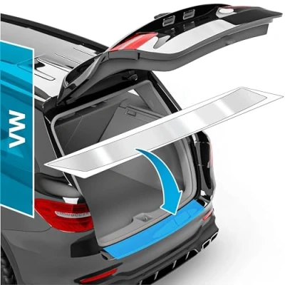 Abbildung von uProtect Auto Ladekantenschutz Folie für VW Tiguan 2 (II) AD1 I 2016 2024 Stoßstangenschutz, Kratzschutz, Lackschutzfolie Transparent glänzend Selbstklebend