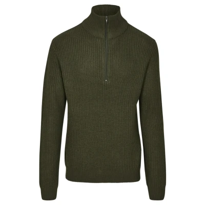 Abbildung von Brandit Bundeswehr Troyer NEU BW Pullover MIT REIßVERSCHLUSS Marine Strick Rolli Pulli, Größe:5XL, Farbe:Oliv