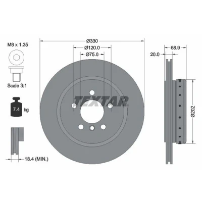 Abbildung von TEXTAR PRO+ 92265925 Bremsscheibe BMW: 5 Saloon, Touring