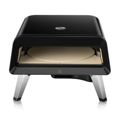 Abbildung von WMF Pizzaiolo Pro Pizzaofen, 400C Backtemperatur, großer Pizzastein (Ø 40 cm), automatische Drehmechanik, integrierte Temperaturüberwachung für perfekte Ergebnisse in 90 Sek., Gas schwarz