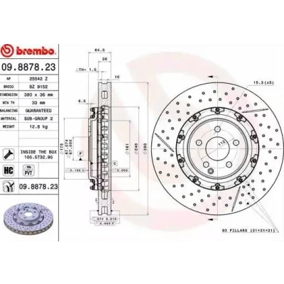 Abbildung von BREMBO TWO PIECE FLOATING DISCS LINE 09.8878.23 Bremsscheibe MERCEDES BENZ: CLS Coupe, SL Convertible