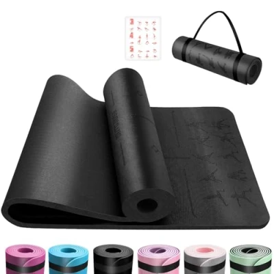 Abbildung von OUTDOUSE Yoga Matte, TPE 6mm Dicke Hautfreundliche Yogamatte Rutschfest Gymnastikmatte Pilates Aerobic Gymnastik Meditation Stretching mit Trageriemen&amp;Tasche Home Workout Sportmatte 183x61cm