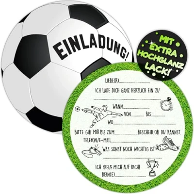 Abbildung von VULAVA 12x Fußball EINLADUNGSKARTEN KINDERGEBURTSTAG Junge Mädchen die Soccer PARTY Karten sind Fussball EINLADUNG für Jungen Kinder GEBURTSTAG Fußballspiel KINDERPARTY Turnier