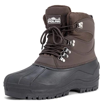 Abbildung von Polar Herren Short Nylon Mit Overlay Netz Ente Wasserdicht Sole Schnüren Winter Schnee Stiefel Braun UK12/EU46 YC0440