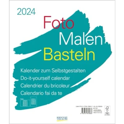 Abbildung von Foto Malen Basteln Bastelkalender weiß groß 2024: Fotokalender zum Selbstgestalten. Do it yourself Kalender mit festem Fotokarton. Format: 30 x 35 cm