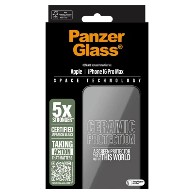 Abbildung von Apple iPhone 16 Pro Max Panzerglas PanzerGlass Ceramic Screenprotector Keramischer Displayschutz mit Applikator für das