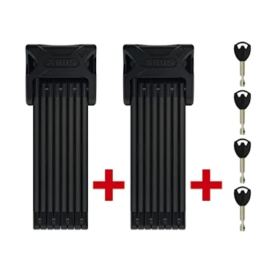 Abbildung von ABUS Faltschloss Bordo 6000 2er Set mit Halterung Fahrradschloss aus gehärtetem Stahl gleichschließend Sicherheitslevel 10 120 cm Schwarz