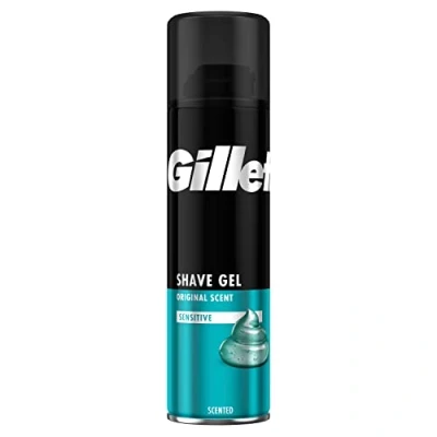 Abbildung von Gillette Classic Sensitive Bartpflege Rasiergel Männer (200 ml), für empfindliche Haut, Geschenk