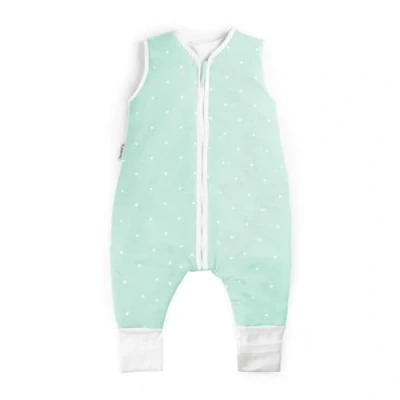 Abbildung von Ehrenkind® Baby Sommerschlafsack mit Füßen Bio Baumwolle Sommer Schlafsack Gr. 80 Farbe Mint weißen Sternen 1 Tog