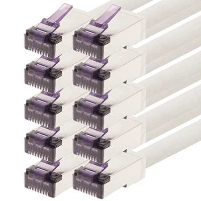 Abbildung von 1aTTack.de 1m CAT6a Superflex Ethernet Gigabit LAN Netwerkkabel RJ45 CAT6 A Patchkabel 10000 Mbit s SFTP PIMF 500 MHz kompatibel zu CAT5 weiß 10 Stück