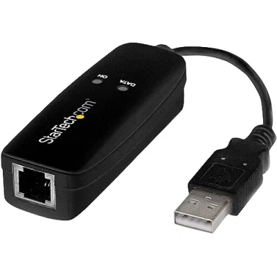 Abbildung von StarTech.com USB 2.0 Faxmodem 56K Externes DialUp V.92 Modem/Dongle/Adapter Computer/Laptop auf Telefonbuchse Datenmodem Netzwerk Fax/CMR/POS (USB56KEMH2)