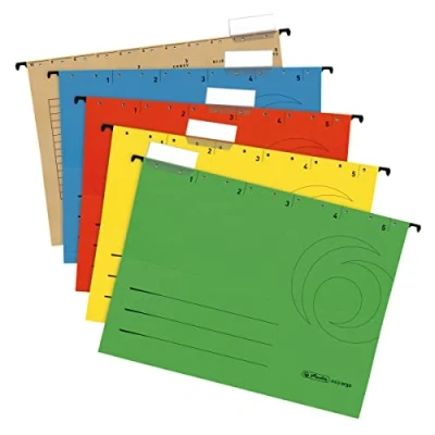 Abbildung von Herlitz 5874656 Hängemappe A4 UniReg farbig sortiert 5er Kraftkarton, 230 g/qm