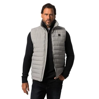 Abbildung von JP 1880 Herren Steppweste, Outdoor, Stehkragen, Zipper Weste, grau Melange, 4XL Größen