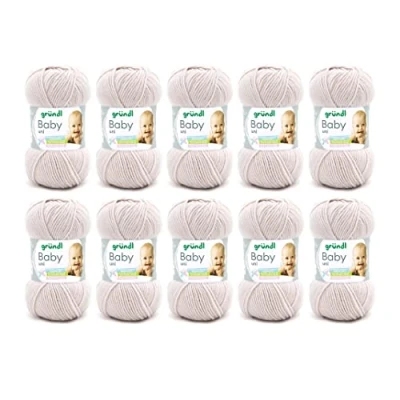 Abbildung von Gründl Baby uni Strickgarn / Häkelgarn (OEKO TEX zertifizierte Wolle, strapazierfähig und pflegeleicht, 70 % Polyacryl 30 Polyamid, 50 g 150 m, Nadelstärke: 3,5 4,5, 10 x g), ecru