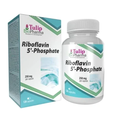 Abbildung von Tulip BioPharma Vitamin B2 (Riboflavin 5&#039; Phosphat) 250mg 120 Kapseln, Laborgeprüft, Hochdosiert, Nicht GVO &amp; Glutenfrei