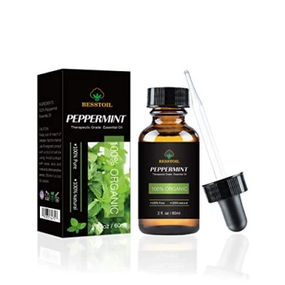 Abbildung von Organisches ätherisches Pfefferminzöl, 100% reines pflanzliches Aromatherapieöl in therapeutischer Qualität für Diffusor, Entspannung, Konzentration, Schmerzlinderung durch Besstoil (60 ml)