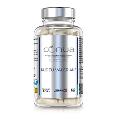 Abbildung von Kudzu Baldrian Conua Bekämpfung von Sucht &amp; Stress Hilft bei Missbrauch Schlaf + Angst ohne Zusatzstoffe Valeriana Officinalis 120 Kapseln Flasche 2 Monate (60 Tage) VEGAN