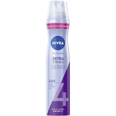 Abbildung von NIVEA Extra Strong Styling Spray, stärkendes Haarspray mit Panthenol &amp; Vitamin B3, zuverlässiger Haarlack für Stylings 24h Halt (Haltestufe 4), veganes Pflegespray (250 ml)