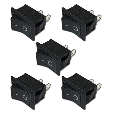 Abbildung von 5 Stück Premium Ein Aus Einbau Wippschalter Schalter On Off DIY AC 250V 220V 125V 10A 12V 2Pin Schwarz Rechteck
