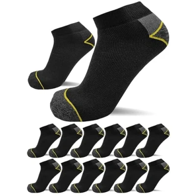 Abbildung von sogzz Arbeitssocken Sneaker Socken Herren kurz 12 Paar Arbeit Socken, Arbeitersocken z.B. für Arbeitsschuhe, Work Socks, Modell: Basic, 43 46, Schwarz/Grau